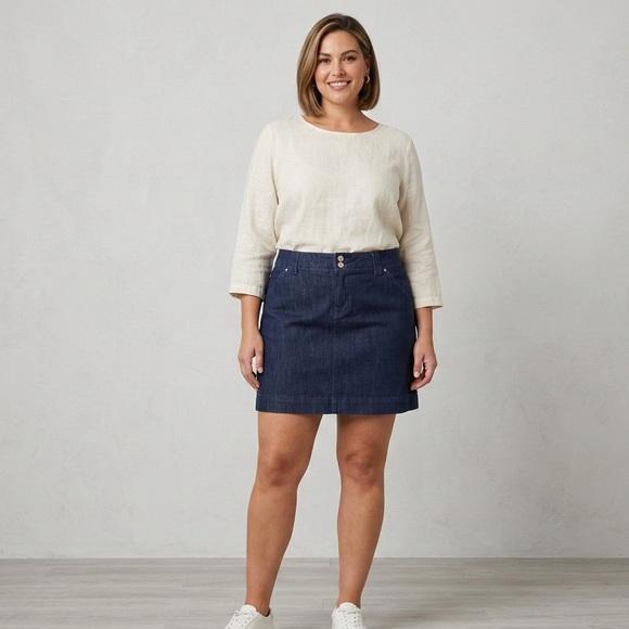 Lilly Pulitzer Dresses & Skirts - Lilly Pulitzer Palm Beach Fit Dark Wash Denim Jean Skirt Embroidered Palm Sz 14